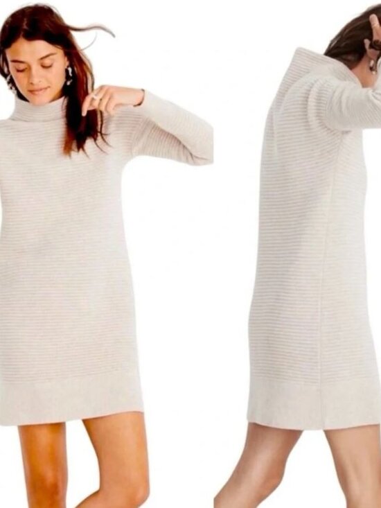 Madewell Dresses & Skirts - Madewell Skyscraper Merino Wool Funnel Neck Sweater Dress Gray Size XS